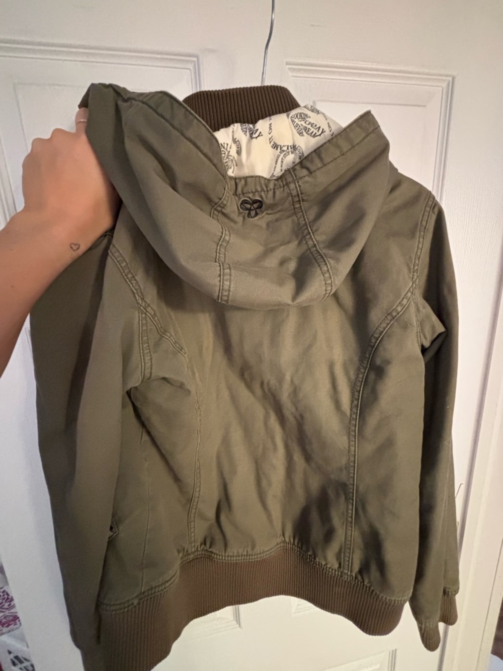 TNA Olive Green Bomber Jacket with Floral Lining - Picture 8 of 10
